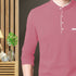 Men Peach Henley Full Sleeve T-Shirt
